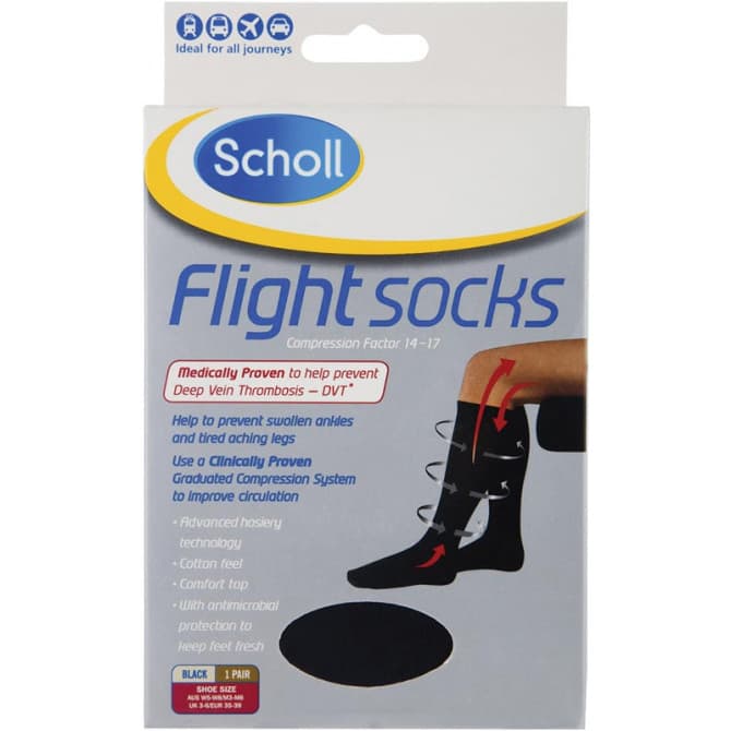 Buy Scholl Flight Socks Unisex W5-8 M3-6 Black Online | Pharmacy Direct