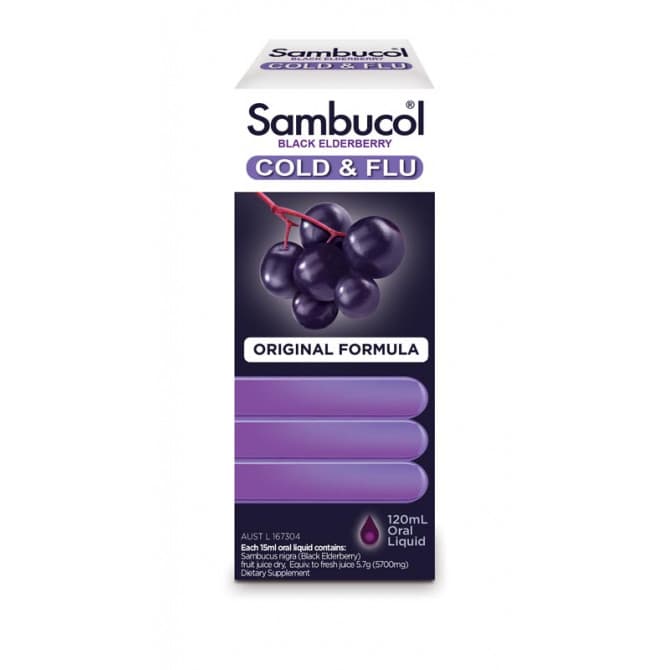 Buy Sambucol Cold & Flu Syrup 120ml Online | Pharmacy Direct