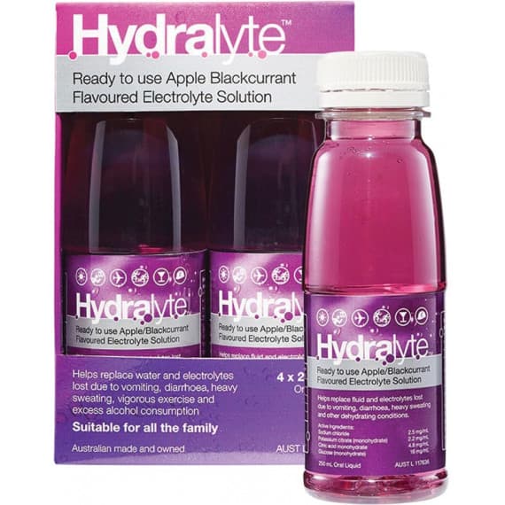 Buy Hydralyte Electrolyte Solution Apple Blackcurrant 4 x 250ml Online ...