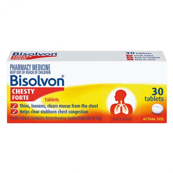 Bisolvon Chesty Forte 8mg 30 Tablets - 9351791000085