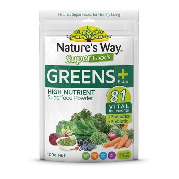 Buy Natures Way Super Greens Plus Powder 100g Online Pharmacy Direct