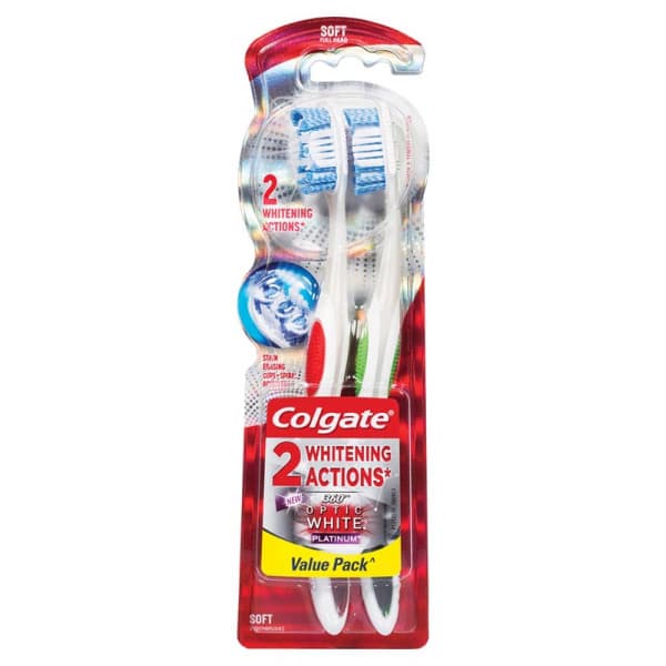 Buy Colgate 360° Optic White Platinum Toothbrush Soft 2 Pack Online ...