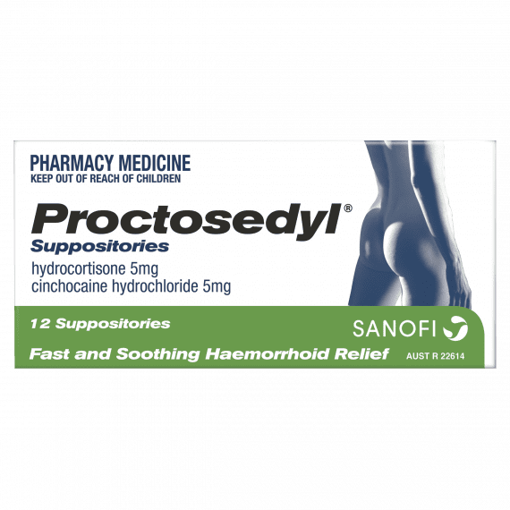 Proctosedyl Suppository 5mg 12 Pack (NOT AVAILABLE FOR SHIPPING. WITHIN QLD ONLY)