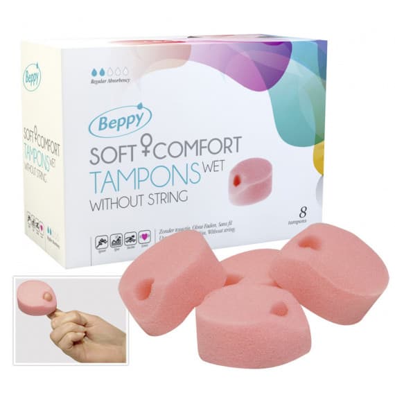 Buy Beppy Soft and Comfort Tampons Wet Without String 8 Pack Online