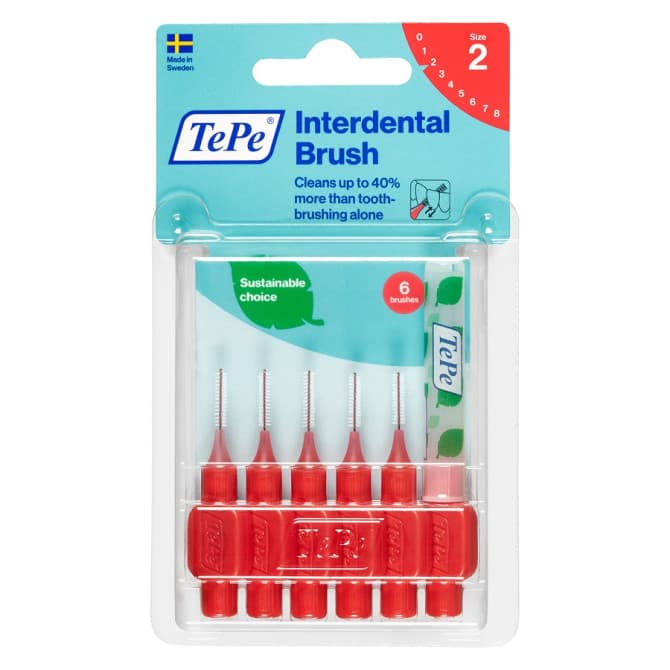 Buy Tepe Interdental Brush Red 0.5mm Size 2 6 Pack Online